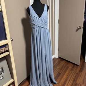 Birdy Grey Dusty Blue Sleeveless Pleated Wrap Maxi Dress